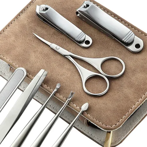 Herramientas Para Cortar Uñas Estuche De Pu De Viaje Kit B
