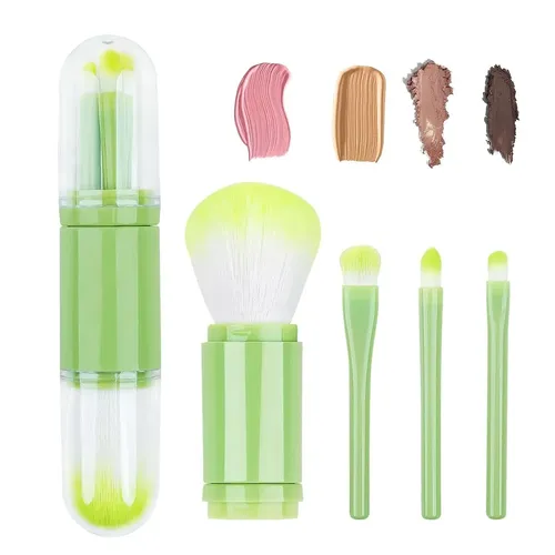 Set De Viaje Con Minibrochas De Maquillaje, Color Verde, 4 E