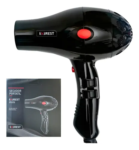 Secador De Pelo Compacto Peluqueria Everest Liviano Negro