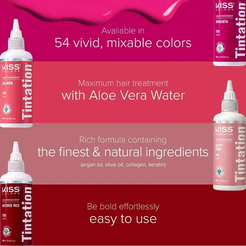 Tinte De Pelo Rojo De Kiss Tintation Semipermanente Crimson