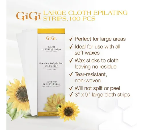 Tiras Depiladoras De Tela Gigi Large Para Brazos, Piernas, P