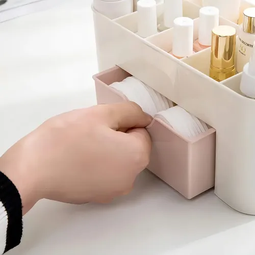 Organizador De Plástico 6 Divisiones Maquillaje Multiuso LG Color Rosa