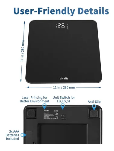 Vitafit Bascula Digital De Bano Para Peso Corporal, Pesaje P