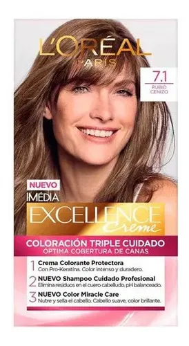 Kit Tintura L’oréal Paris Excellence Creme Tono 7.1 Rubio Cenizo Para Cabello