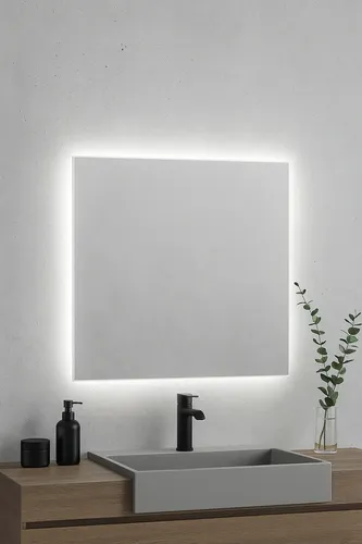 Espejo Luz Led Baño Pared Cuadrado Retroiluminado 70×70