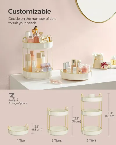 Organizador De Maquillaje Songmics 3 Niveles Blanco Para Van