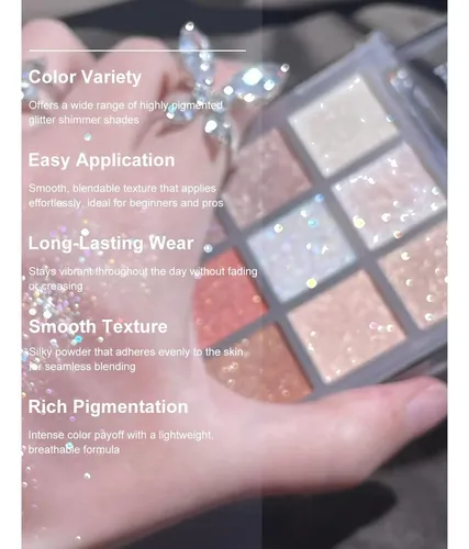 Paleta De Sombra Glitter 9 Colores Wugbc