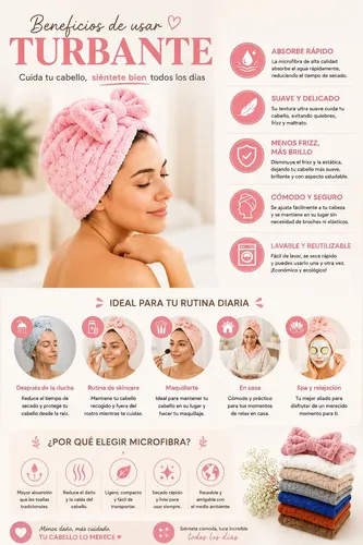 Turbante Gorro De Baño Para Cabello Super Absorbente Premium