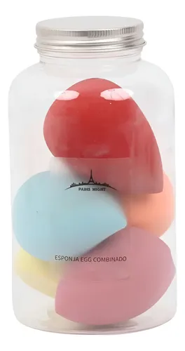 Kit De Esponjita Maquillaje Egg Paris Night Con Frasco X6 U