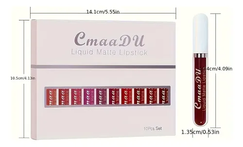 Set 10 Labiales Líquidos Mate Cmaadu Larga Duración 10pcs
