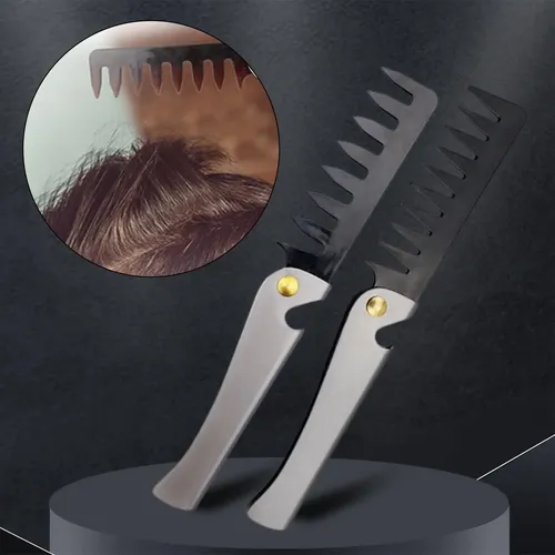 Peine De Bolsillo Vintage De Acero Inox Para Barba Y Cabello