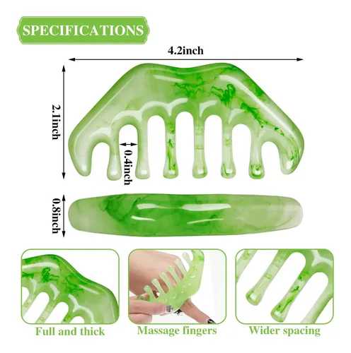 J/ 2 Peines Jade Gua Sha Masaje Facial Cabeza