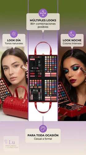 Set Maquillaje Cameo Eco Cuero Modelo 140 Femenino