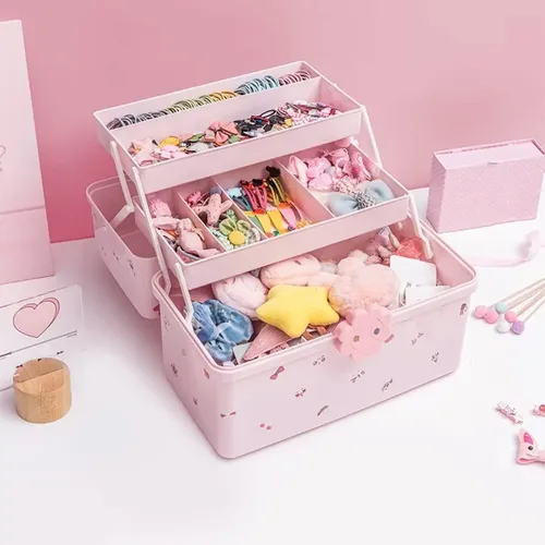 Organizador Cabello Niñas Caja Rosa 3 Capas A