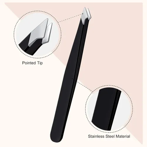 Pinzas Para Cejas Negras Acero Inoxidable Precisión 3 Unida