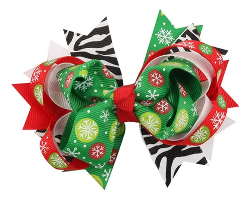 13 Pinzas Para El Pelo Con Forma De Lazo Con Diseño Navideño