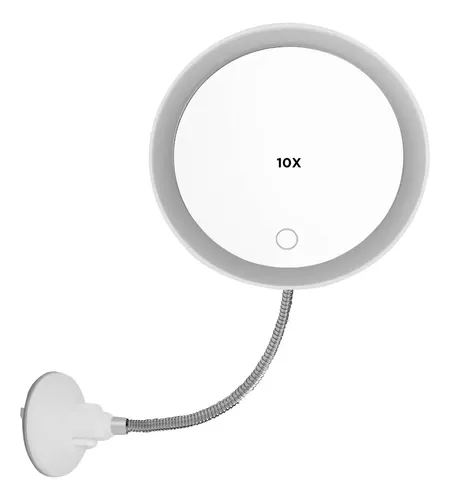Espejo Led Con Ventosa Aumento 10x E815 Blanco