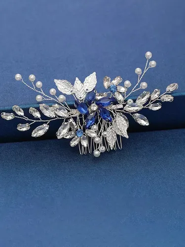 Peineta De Boda Con Cristales Azules Accesorios Para Cabello