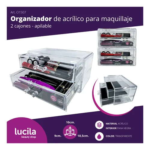 Combo Organizador Acrílico Con Divisiones Y Cajones