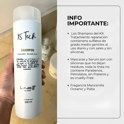 Kit Reparación Total 6, cabello teñido alisado, Shampoo y Máscara extra ácidos para cerrar cutículas y Shampoo, Máscara y Crema de Peinar Reparadora, Protectora Térmica y Serum Reparador de Coco+Palta