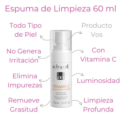 Rutina Skincare Vitamina C Gel Limpieza Serum Crema Idraet