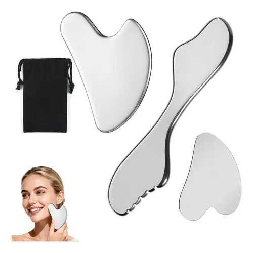 3 Pzs Gua Sha, Masaje Facial Gua Sha De Acero Inoxidable,
