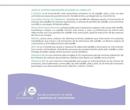 Megacistin Blocker 30 Cáp Blandas Prevención Caida Capilar