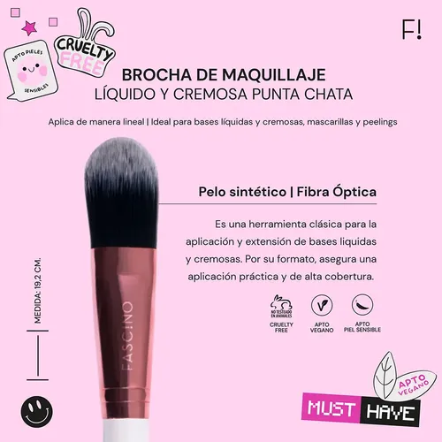 Brocha De Maquillaje Base Líquida Crueltyfree Fascino