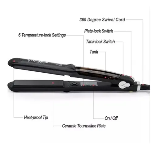 Plancha De Pelo 2 En 1 Con Vapor De Iones Negativos, Lcd