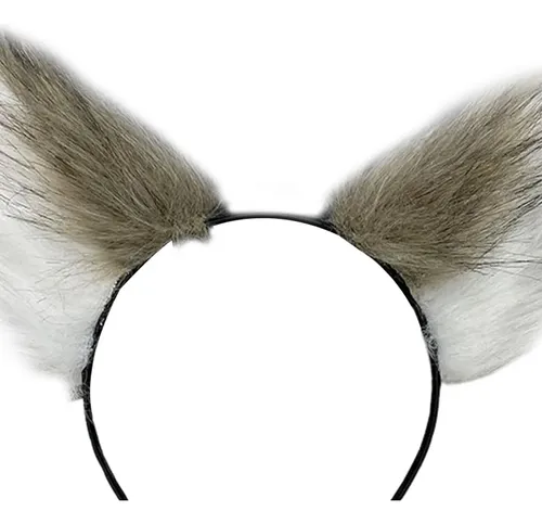 Animal Peludo Gato Zorro Oreja Pelo Aro Moda Café Con Leche