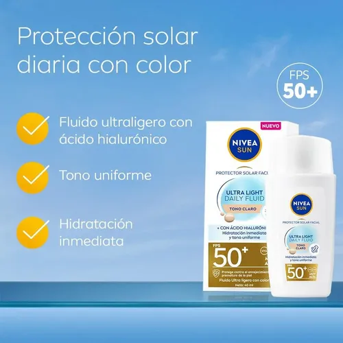 Nivea Sun Fps 50 Facial Ultra Light Fluid Tono Claro