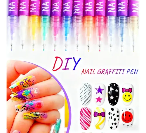 12 Colors Nail Art Pens Set, Nail Art Markers With Gel ..