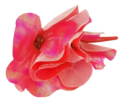 Hebillas Para Pelo Flores De Tela Colores Pack X12 Tornasoladas Colores