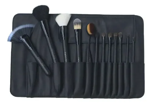 Set de Brochas de Maquillaje Fascino para Ojos, Labios y Rostro con Estuche (12 Piezas)