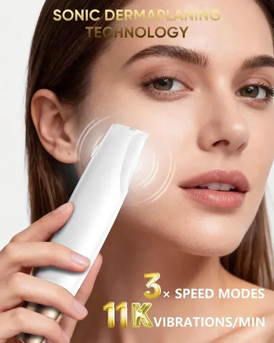 Depiladora Facial Eléctrica Blanca Con Luz Led Y 8 Cuchilla