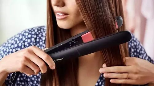 Planchita De Pelo Philips Bhs376 Thermoprotect, Placas Cerámicas con Queratina, 160 a 230 Grados, 6 Niveles de Temperatura, Straightcare Essential Negra Y Rosa Negro/rosa