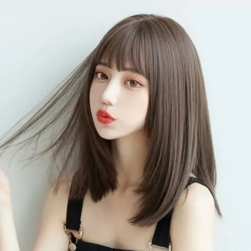 Peluca De Cabello Natural Castaño Para Mujer