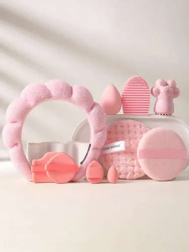 Set 25 Brochas Y Accesorios De Maquillaje Rosa Rosa