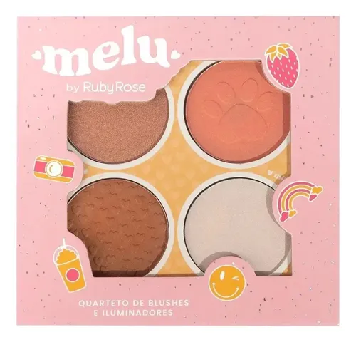Paleta Cuarteto Rubor Iluminador Bronzer Melu Ruby Rose