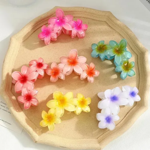 6 Pinzas For El Pelo Con Forma De Flor De Plumeria Y