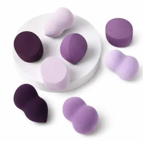 Set Morado Esponja De Maquillaje Suave Para Base Y Corrector