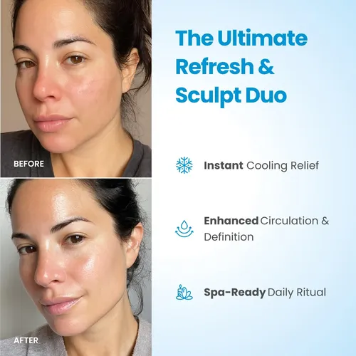 Set Facial De Rodillo De Hielo Y Gua Sha Plantifique Acero I