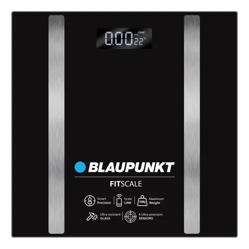 Balanza Digital Piso Pie Blaupunkt Fit Scale 180k Vidrio Neg Color Negro