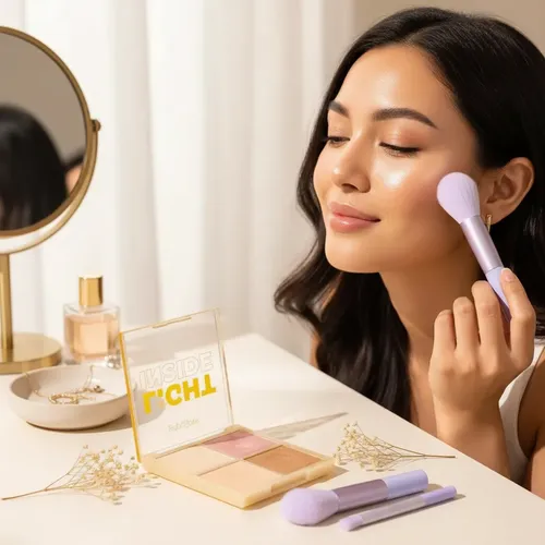Kit Maquillaje Iluminadores Set De Brochas