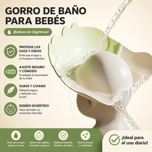 Gorro De Ducha Protege Ojos Niños Y Bebes Sombrero De Baño
