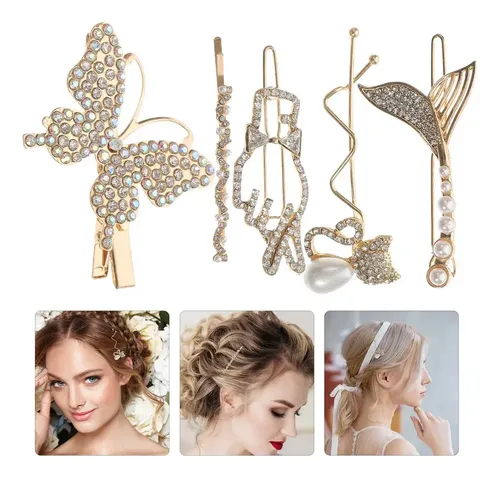 5 Broches Para El Pelo Con Perlas A La Moda Para Mujer