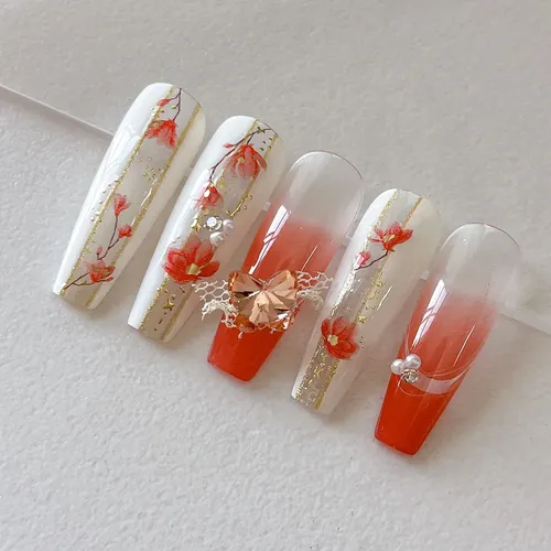 Pegatinas De Uñas Con Flores De Oro Magnolia
