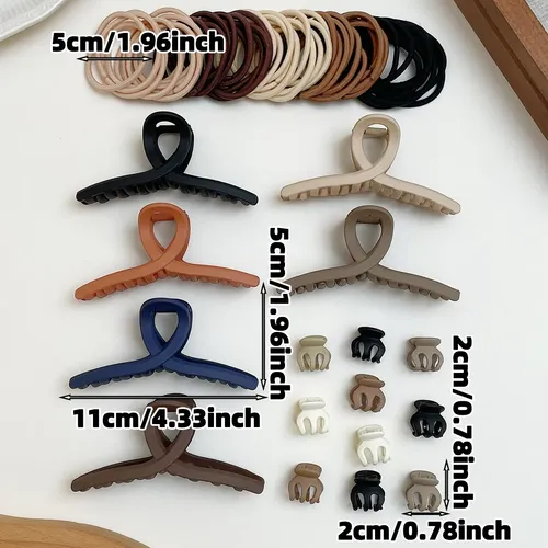 Set De 66 Accesorios Para El Cabello Con Clip En Tonos Neutr