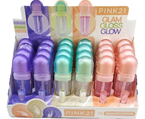24 Unidades Brillo Labial Lipgloss Glam Gloss Glow Pink 21