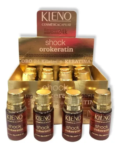 Ampolla Shock de Queratina Oro Líquido 24K Egyptian Gold Kleno x12 Uds